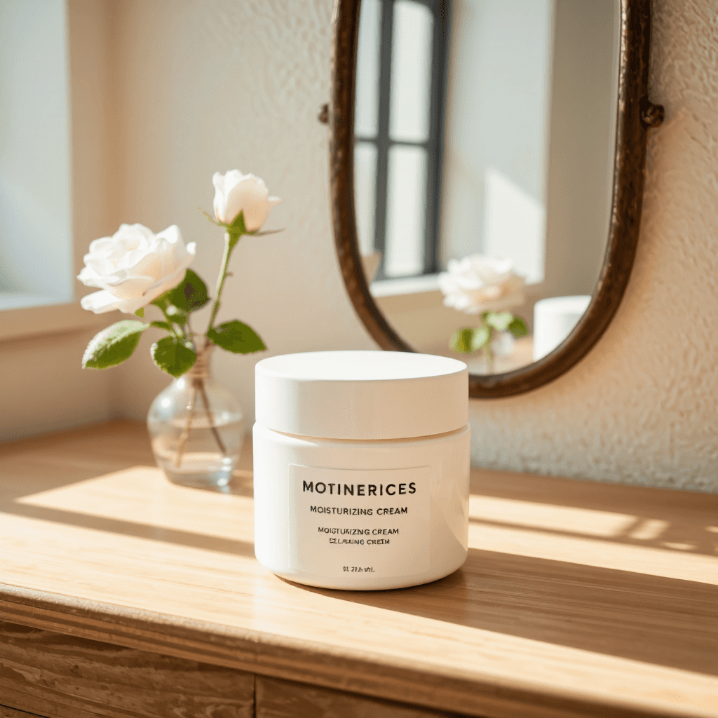 product photography of a jar of moisturizing cream