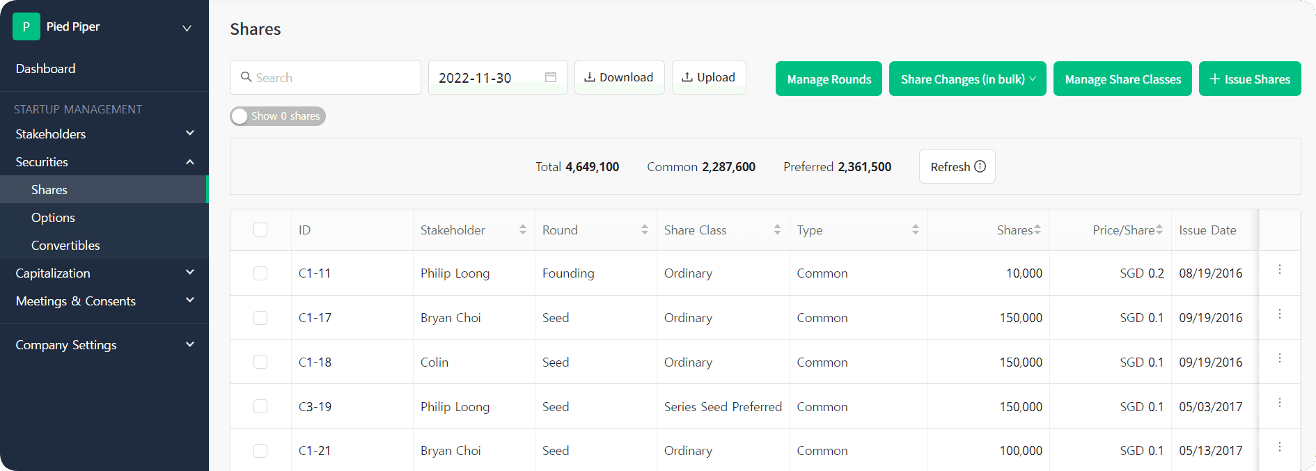 Recording Share Transfers