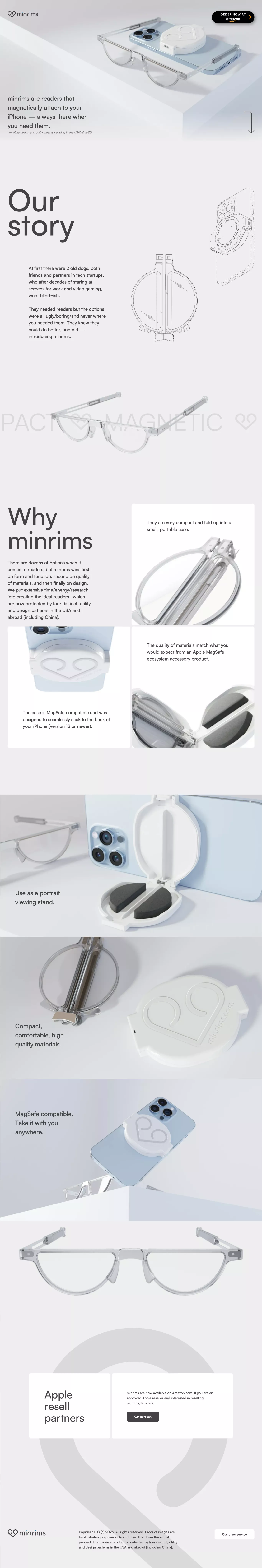 MinRims - Always with you landing page screenshot showcasing Fashion and Ecommerce design