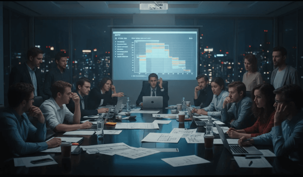 Teams discussing RFP Plan in conference room
