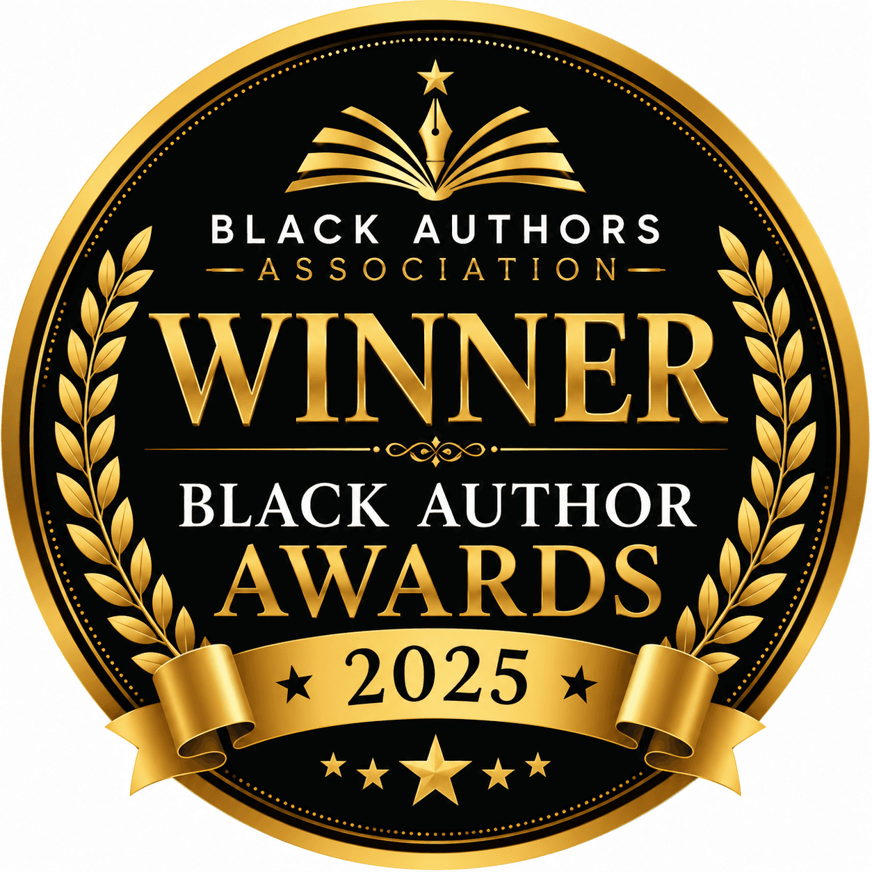 Black Authors Association 2025 Black Author Awards Winner badge.