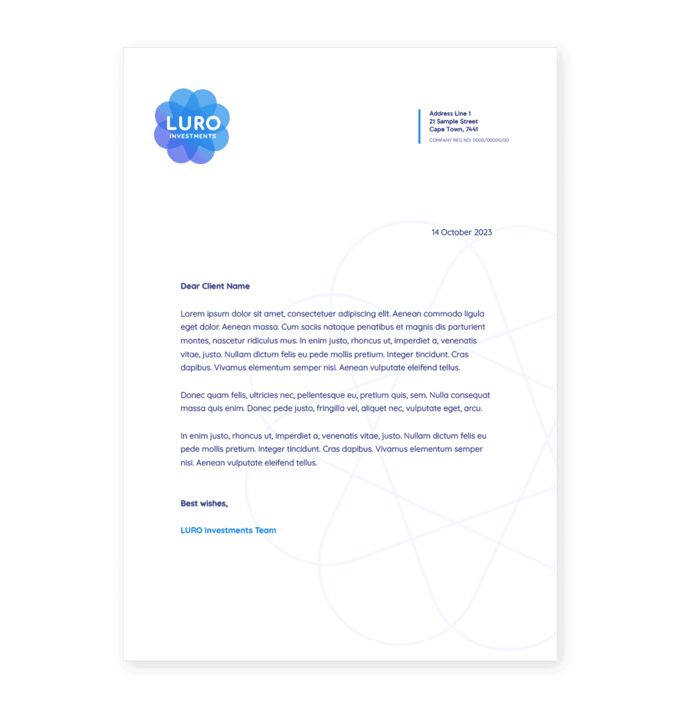 Luro Investments letterhead