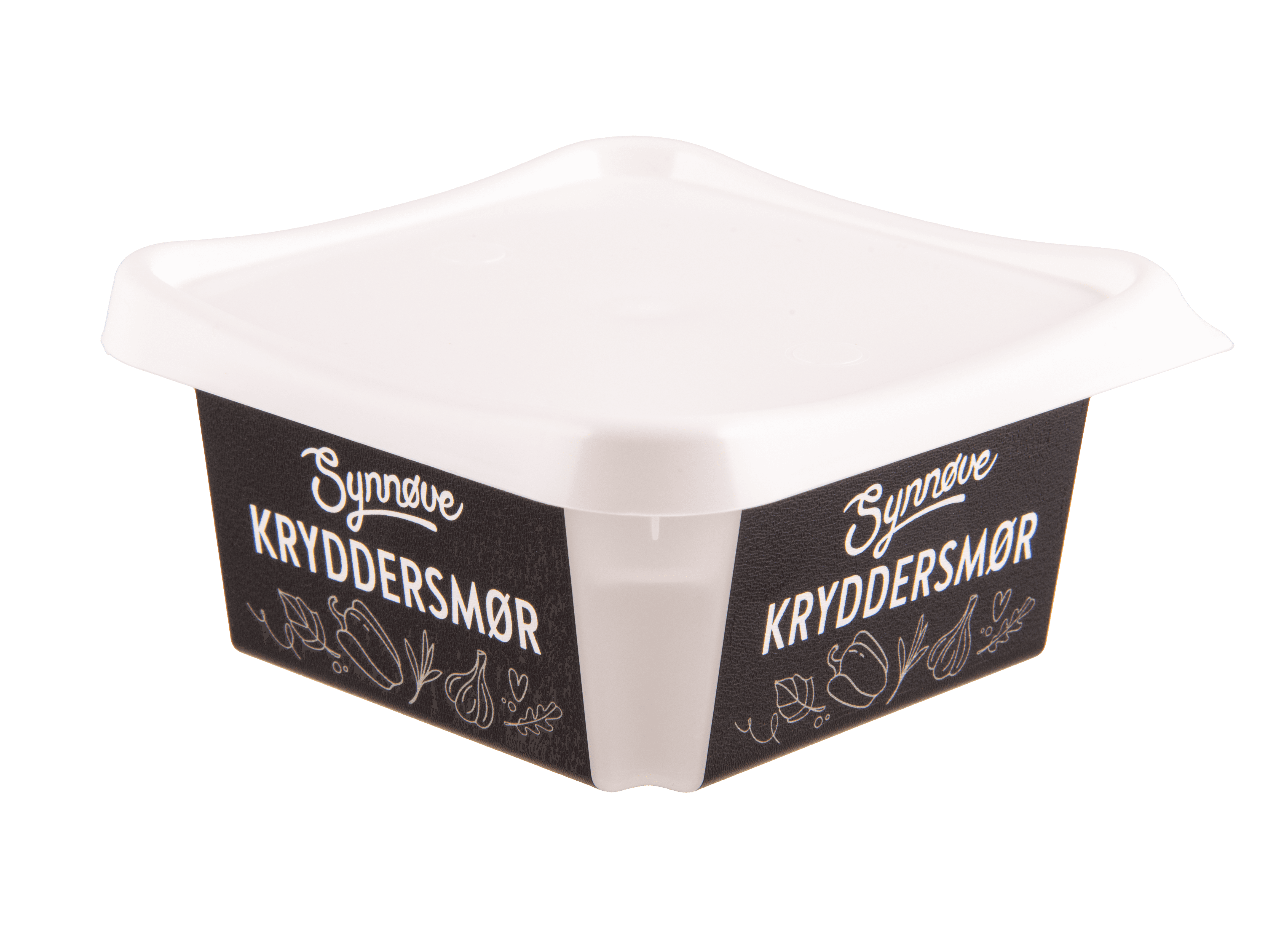 Plastic packaging for butter with in-mold labels