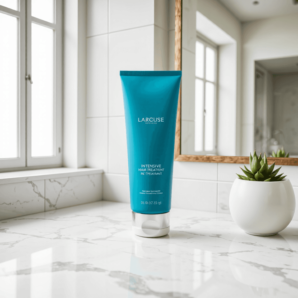 product photography of tube of intensive hair treatment