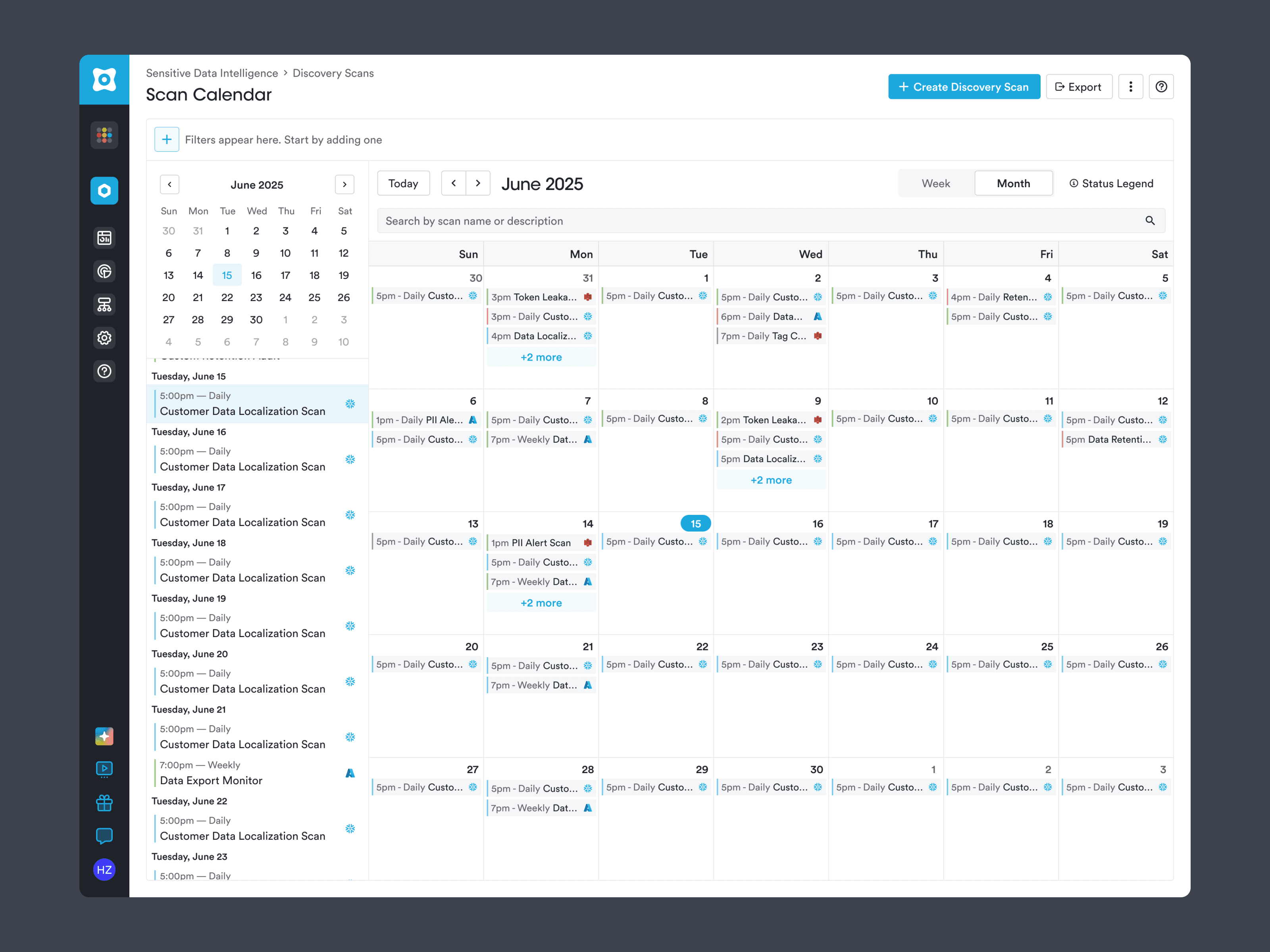 Discovery scan calendar design