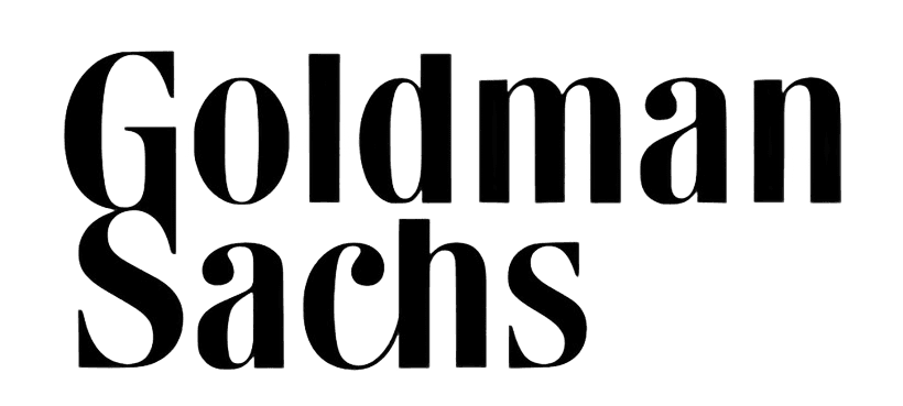 The image displays the Goldman Sachs logo, featuring bold, black serif letters spelling "Goldman Sachs" against a transparent background.