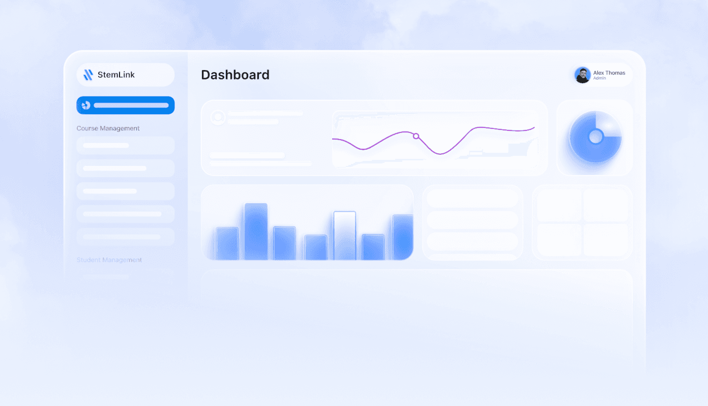 ByteCoach LMS student and program management dashboard with analytics, course tracking, and learner scheduling tools for educators and institutes.