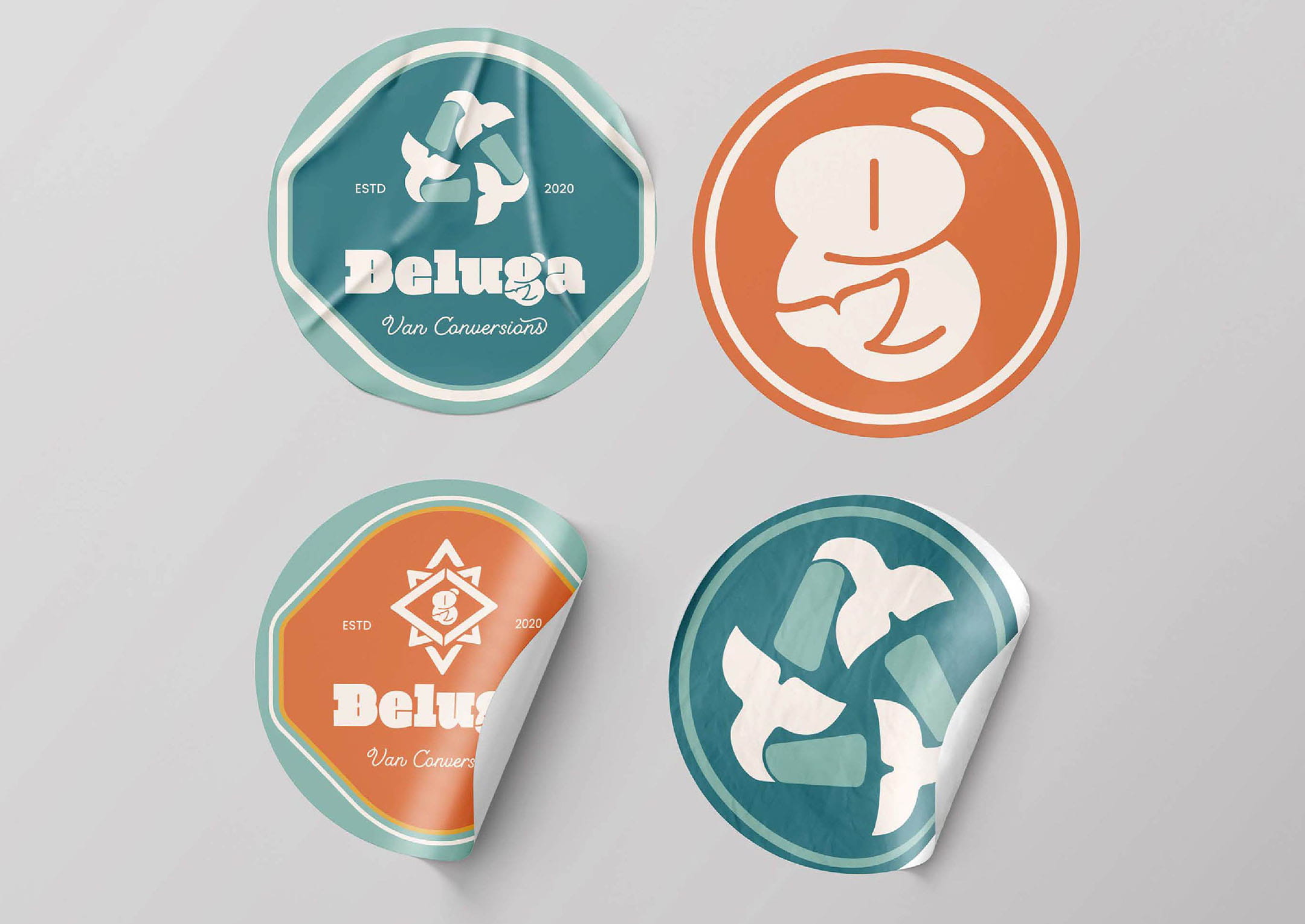Four Beluga Van Sticker Designs