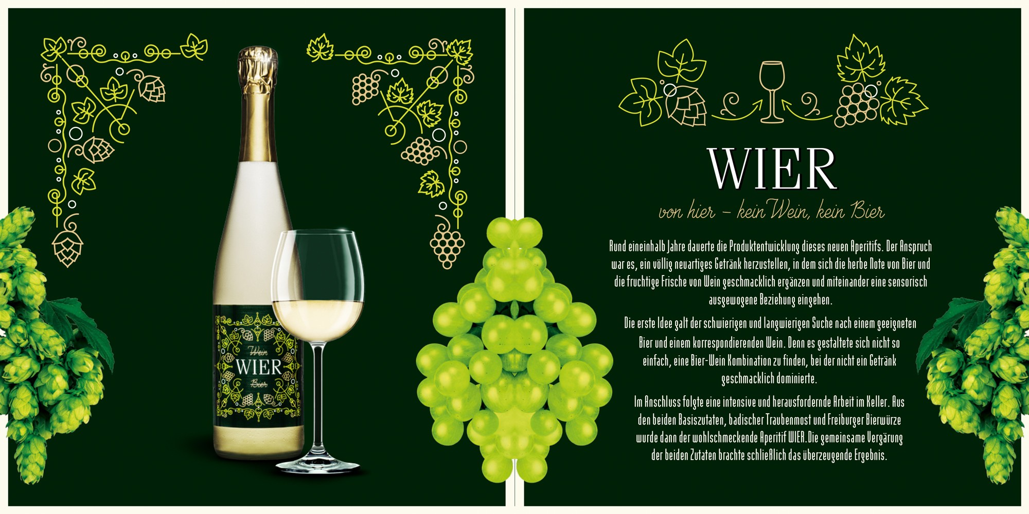 Doppelseite der WIER Broschüre – reduziertes Layout mit harmonischer Farbwelt und klarer Bildstruktur