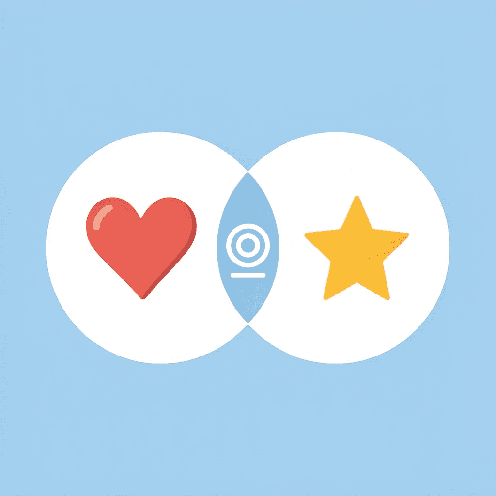 Two overlapping circles showing the intersection of immediate enjoyment and long-term developmental value