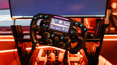 Close up of the racing rigs controller