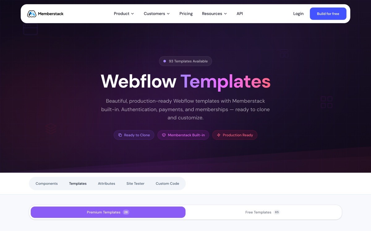 Best Webflow SaaS Template with Memberstack