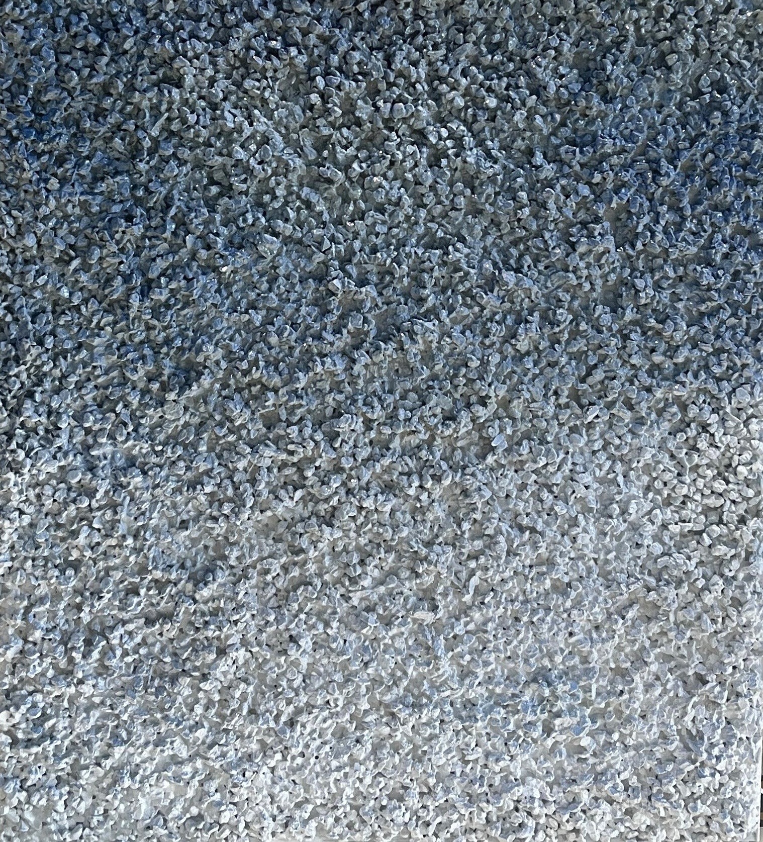 Painting of a brown animal bending its head to the ground against a deep blue background.