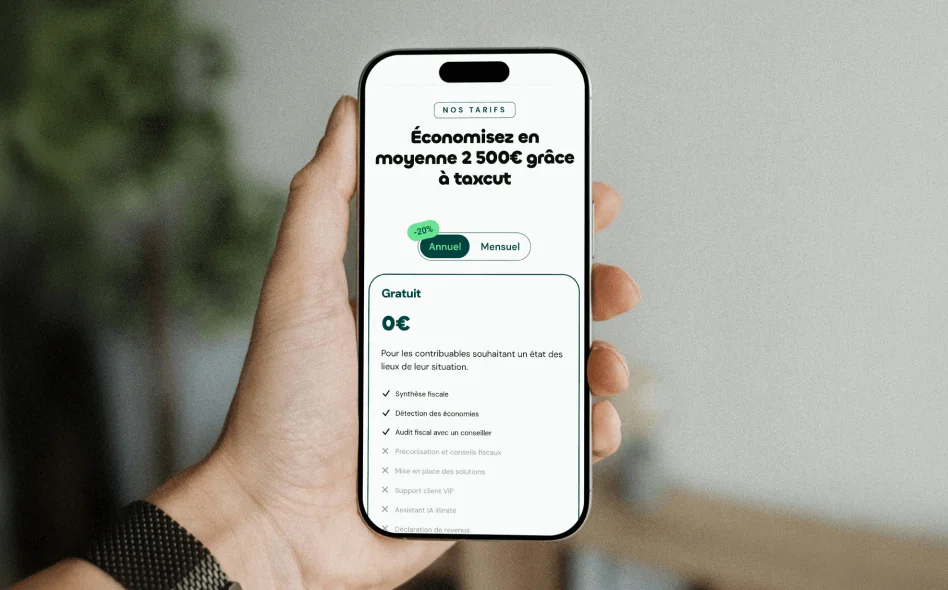 Un mockup de la version mobile du site TaxCut, réalisé par Sylvain Bretagnolle