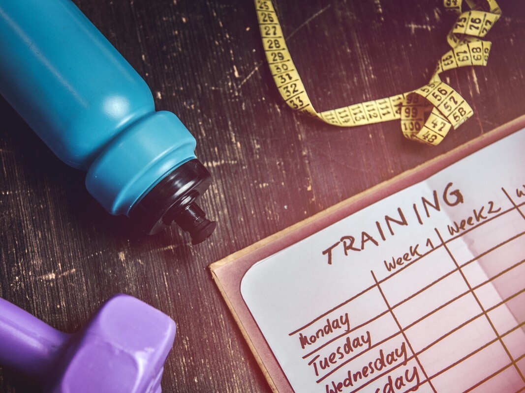 fitness gear and an example template for a walking 2 miles a day weight loss plan that can be filled in