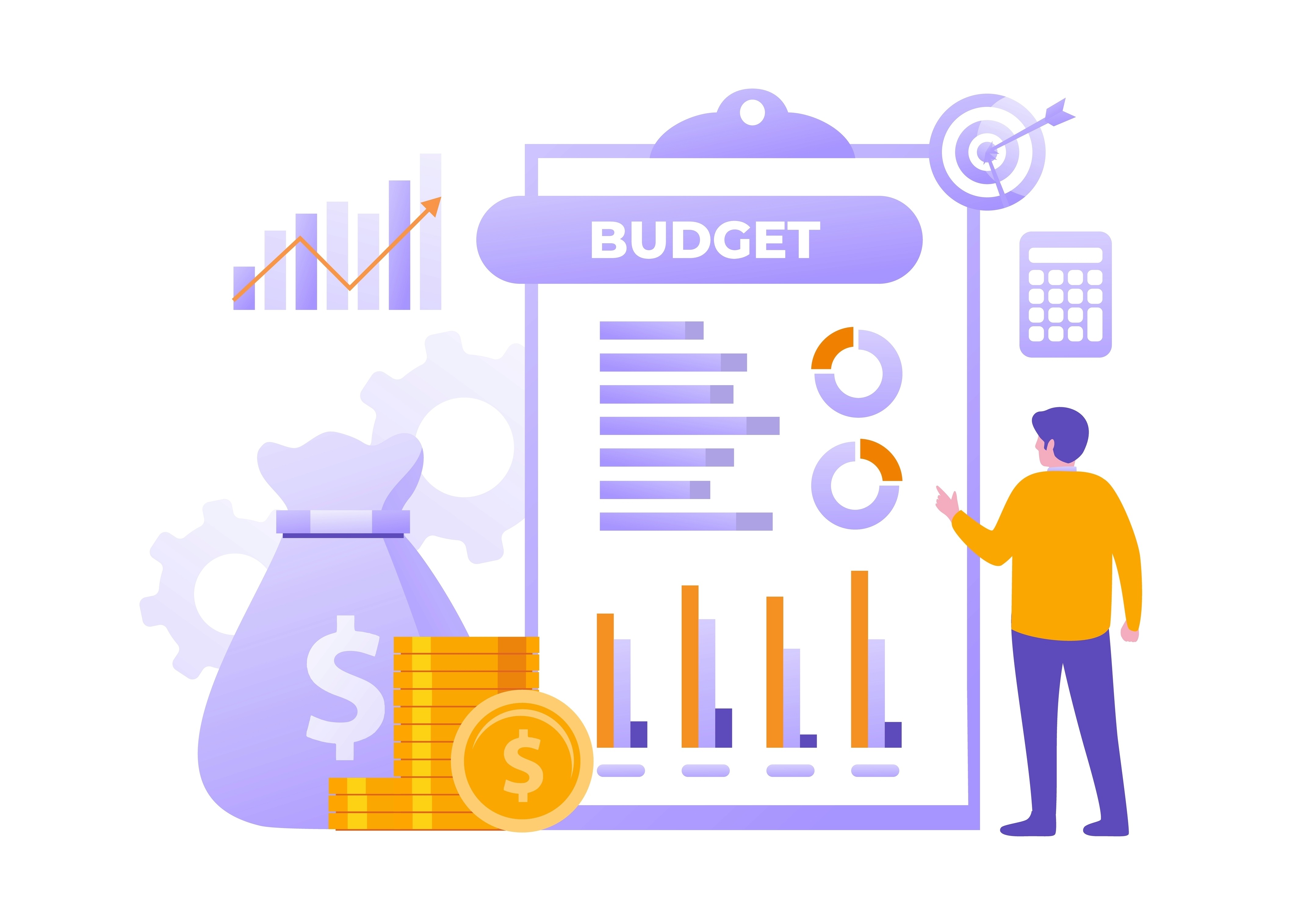 Marketer reviewing influencer marketing budget with performance charts and ROI metrics