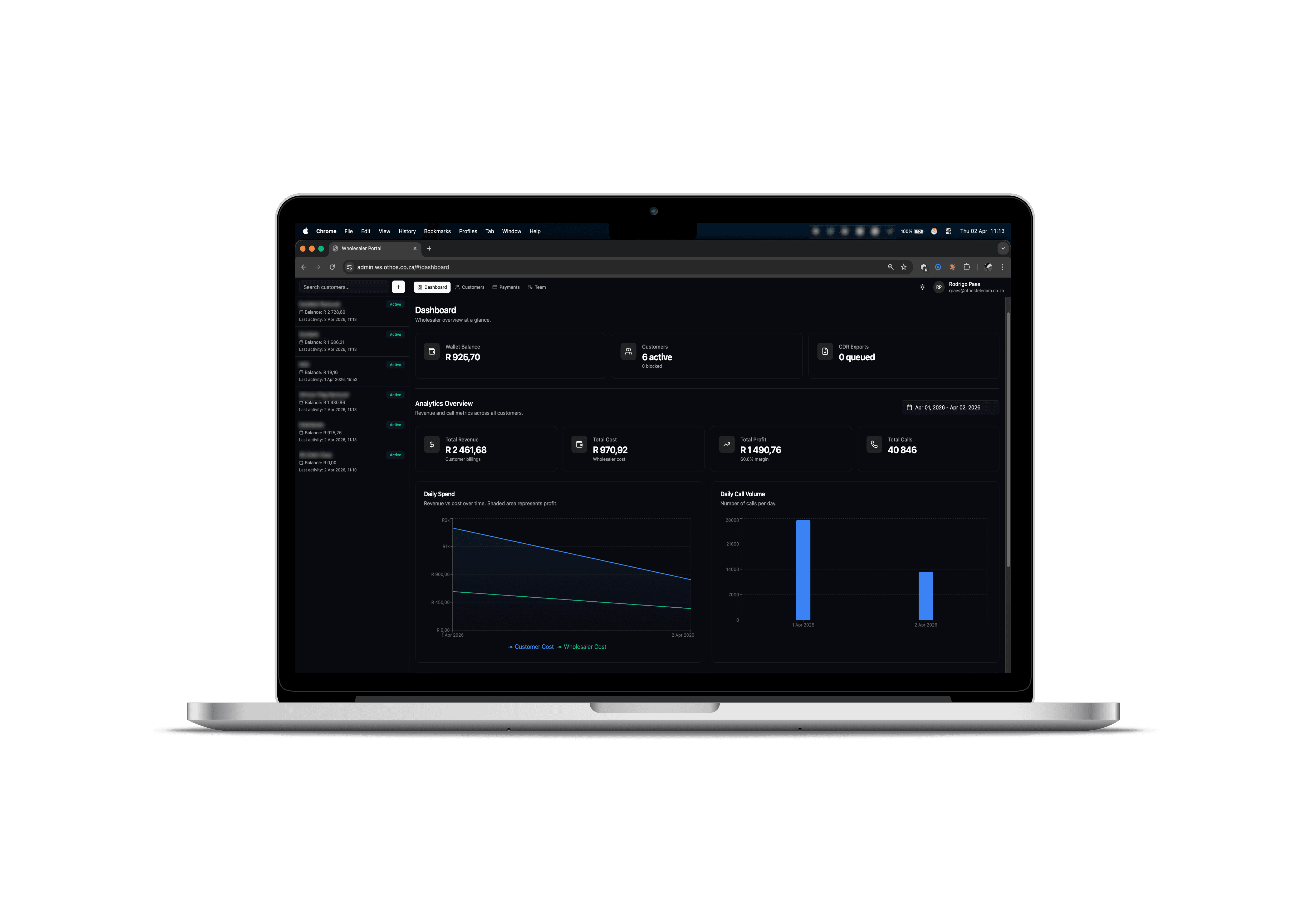 Screenshot of Wholesaler Platoform