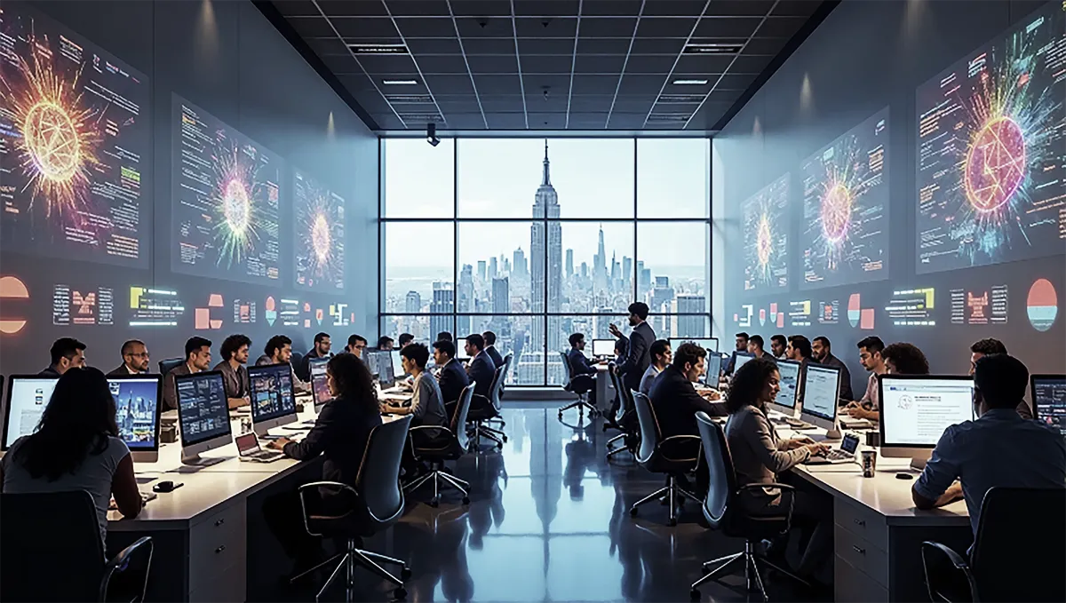 Futuristic Office with many people in work