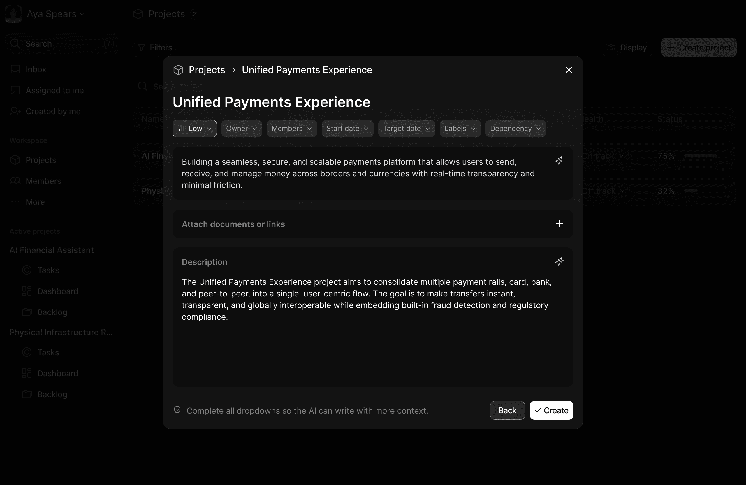 Airport workers guide airplane with tow tractor