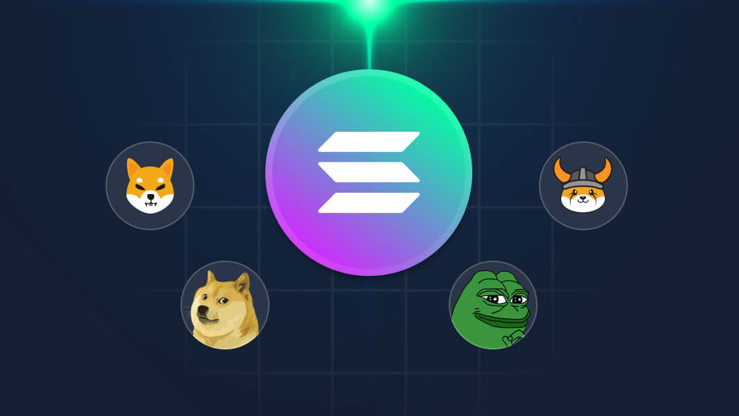 Solana meme-coin ecosystem graphic illustrating real-time Pump.fun token mints and event streaming enabled by Yellowstone gRPC.