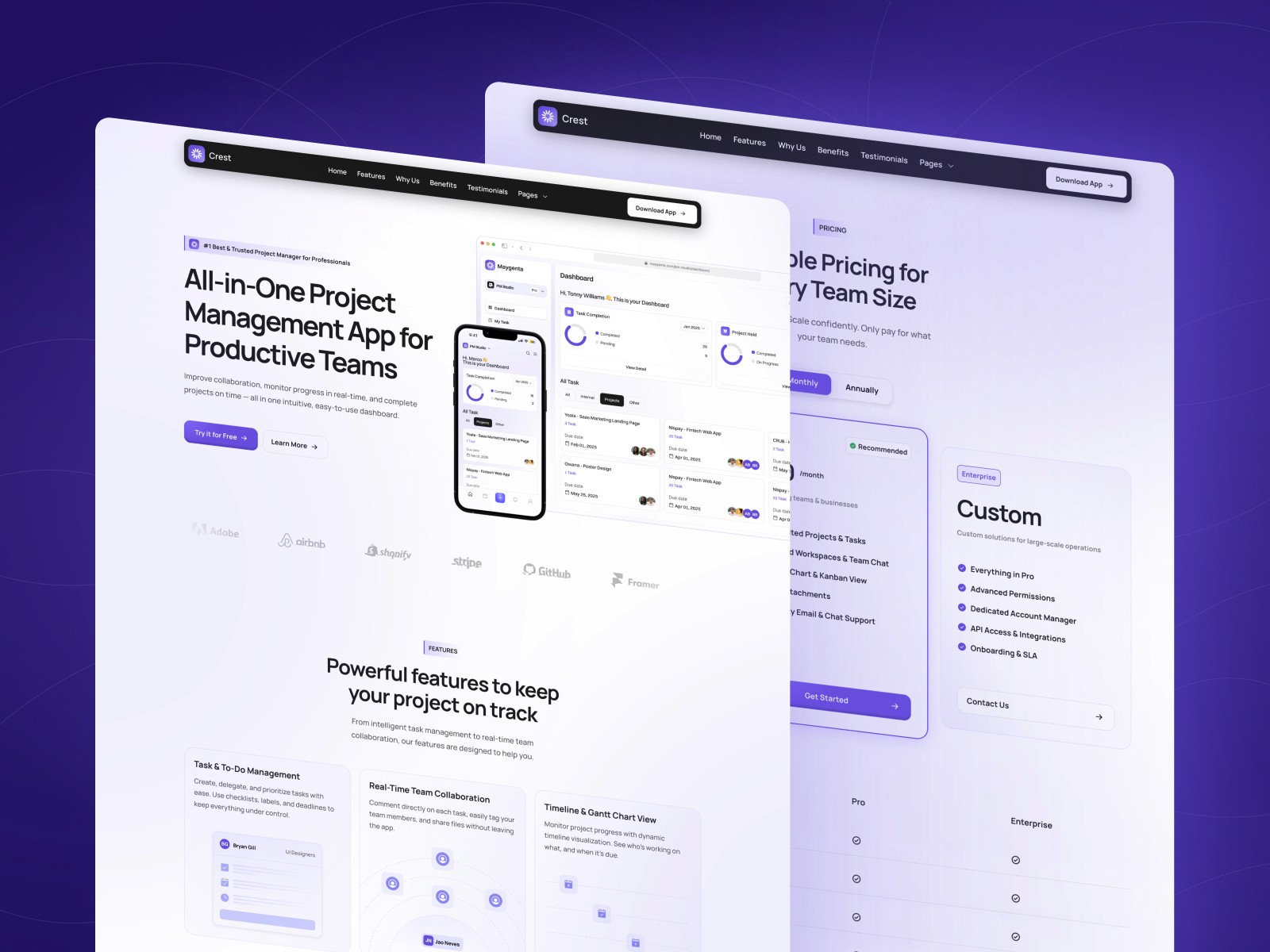 Crest — 极简现代 SaaS 产品官网设计灵感