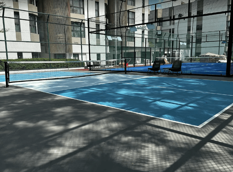basketball court surrounded by trees
