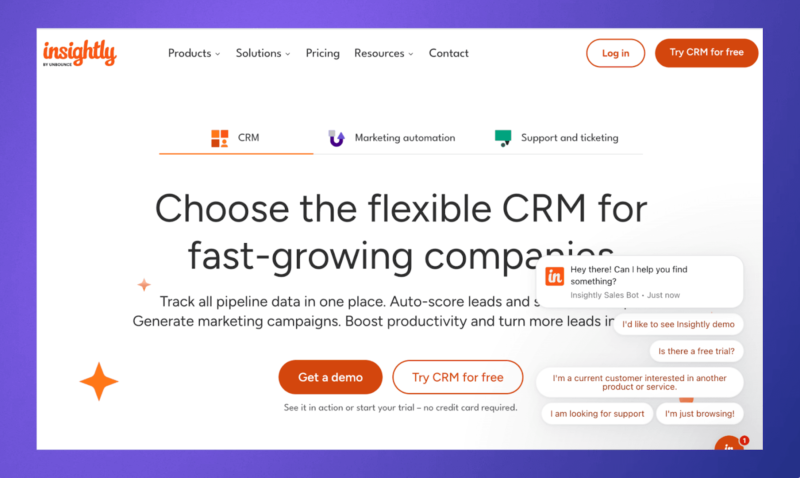 Insightly Homepage