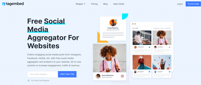 Tagembed social media aggregator for Twitter