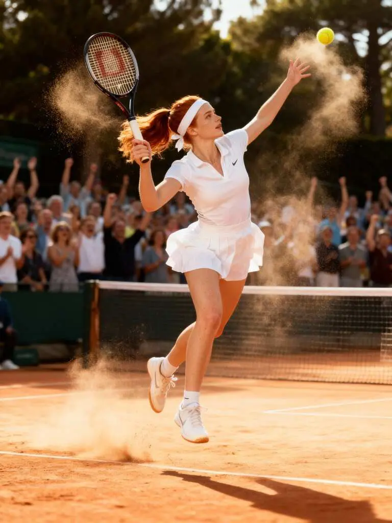 sora2 athlete hitting tennis ball mid-air powerful shot