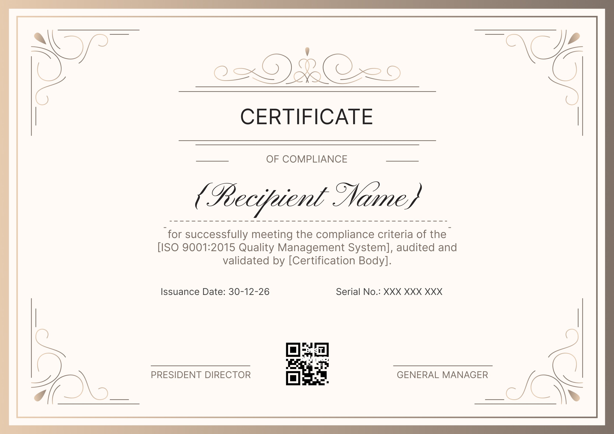 Wauld - Contemporary and Professional Compliance Certificate Template