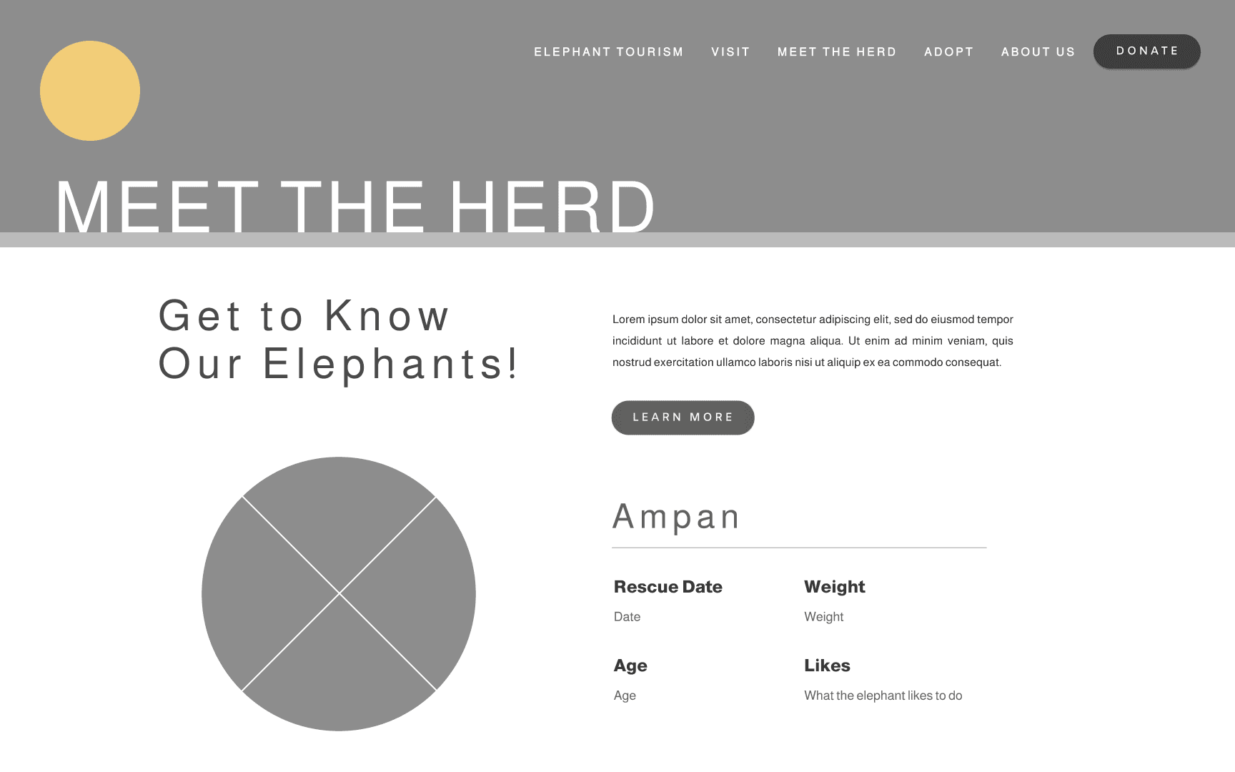 The initial design which separates the 'Adopt' and 'Meet the Herd' sections, causing confusion among users who expected a unified and cohesive narrative.