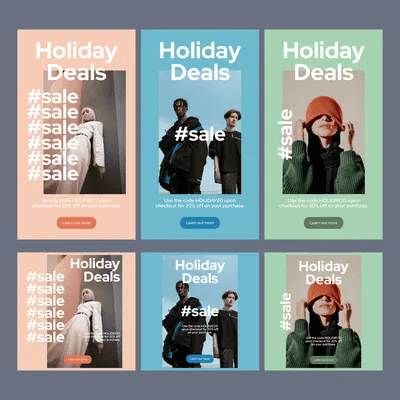 Modern Bold Typographic Holiday Deals Promo Instagram Story Post Templates