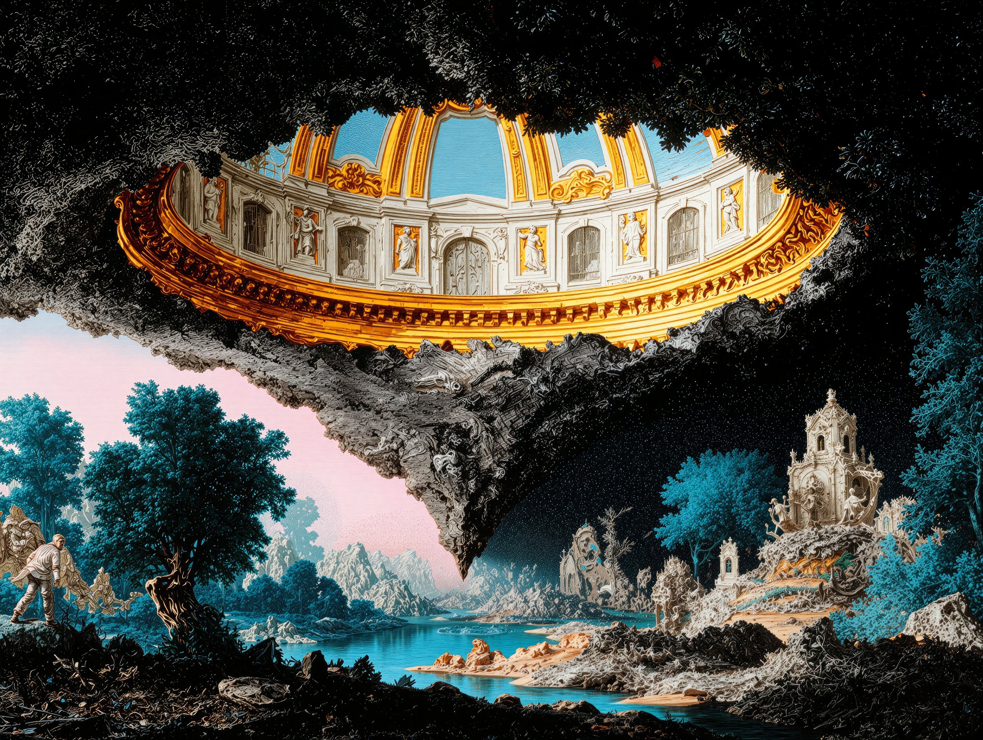 greek dome in a poster photography style
