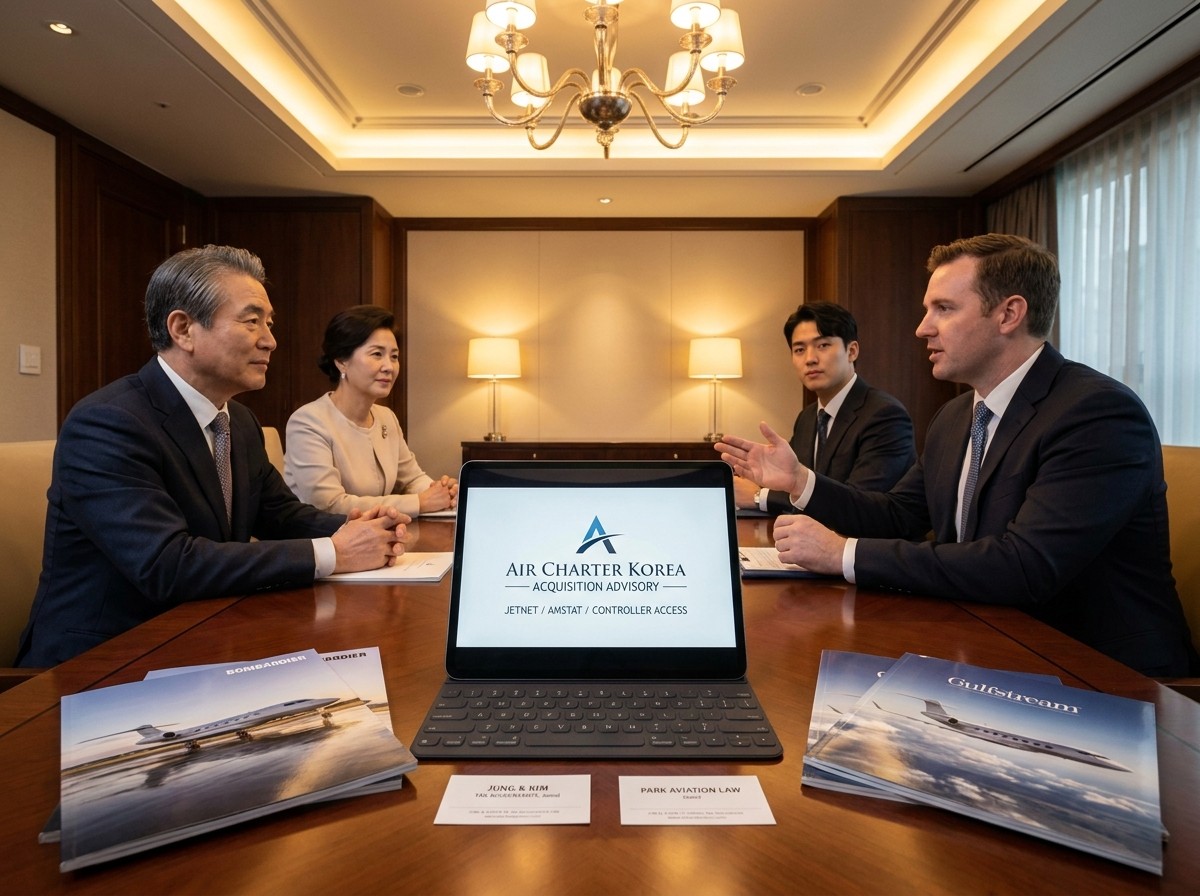 ACK aircraft acquisition advisory — global marketplace search, Pre-Buy Inspection, Korean import, 5-year simulation