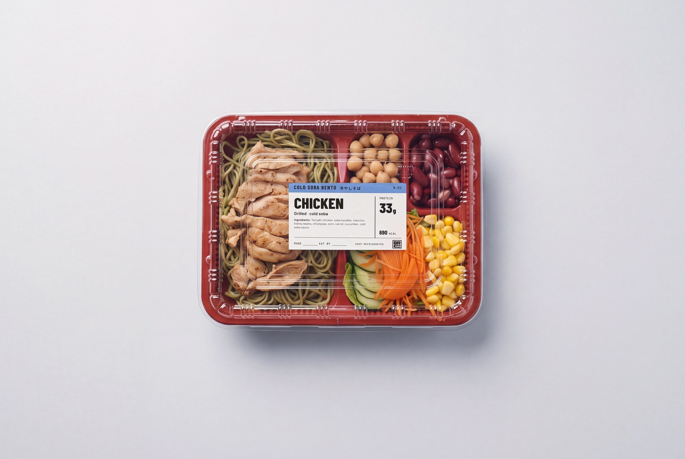 Chicken cold soba bento