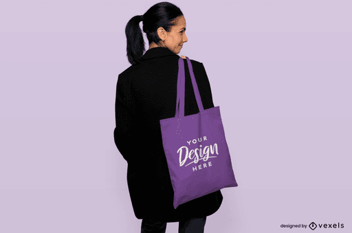 woman with tote bag mockup