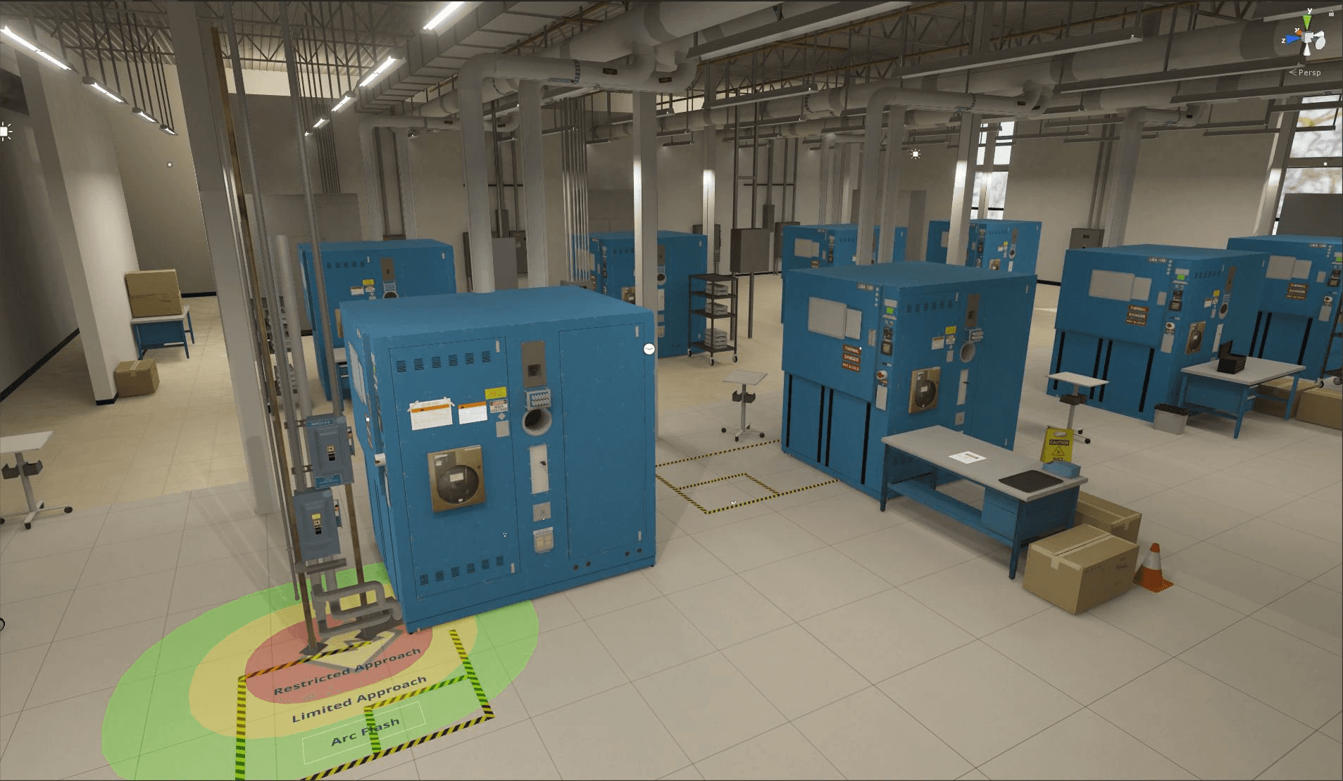 Intel's Virtual Electrical Safety Recertification course utilizing VR to simulate hazardous electrical scenarios.