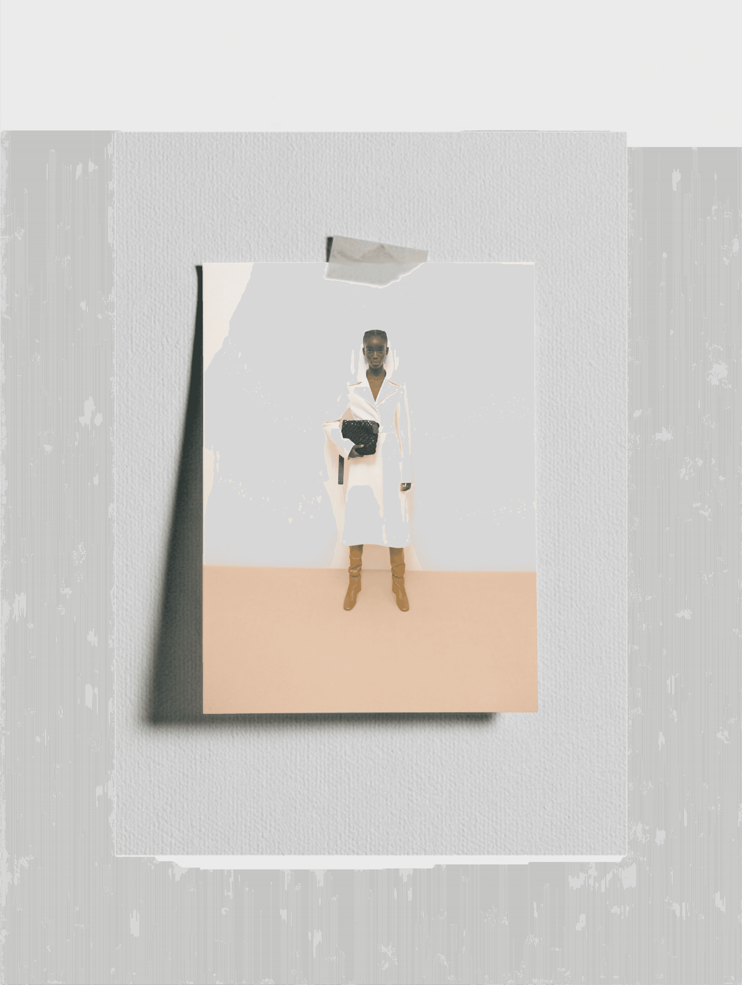 Minimal moodboard photo mockups taped against a neutral wall — available in one, three, and four-photo arrangements. Designed for creative direction boards and brand presentations, these mockups balance tactile realism with editorial composition. Each variation captures film-like texture, studio lighting, and subtle imperfections that give a human, crafted feel to digital design work.