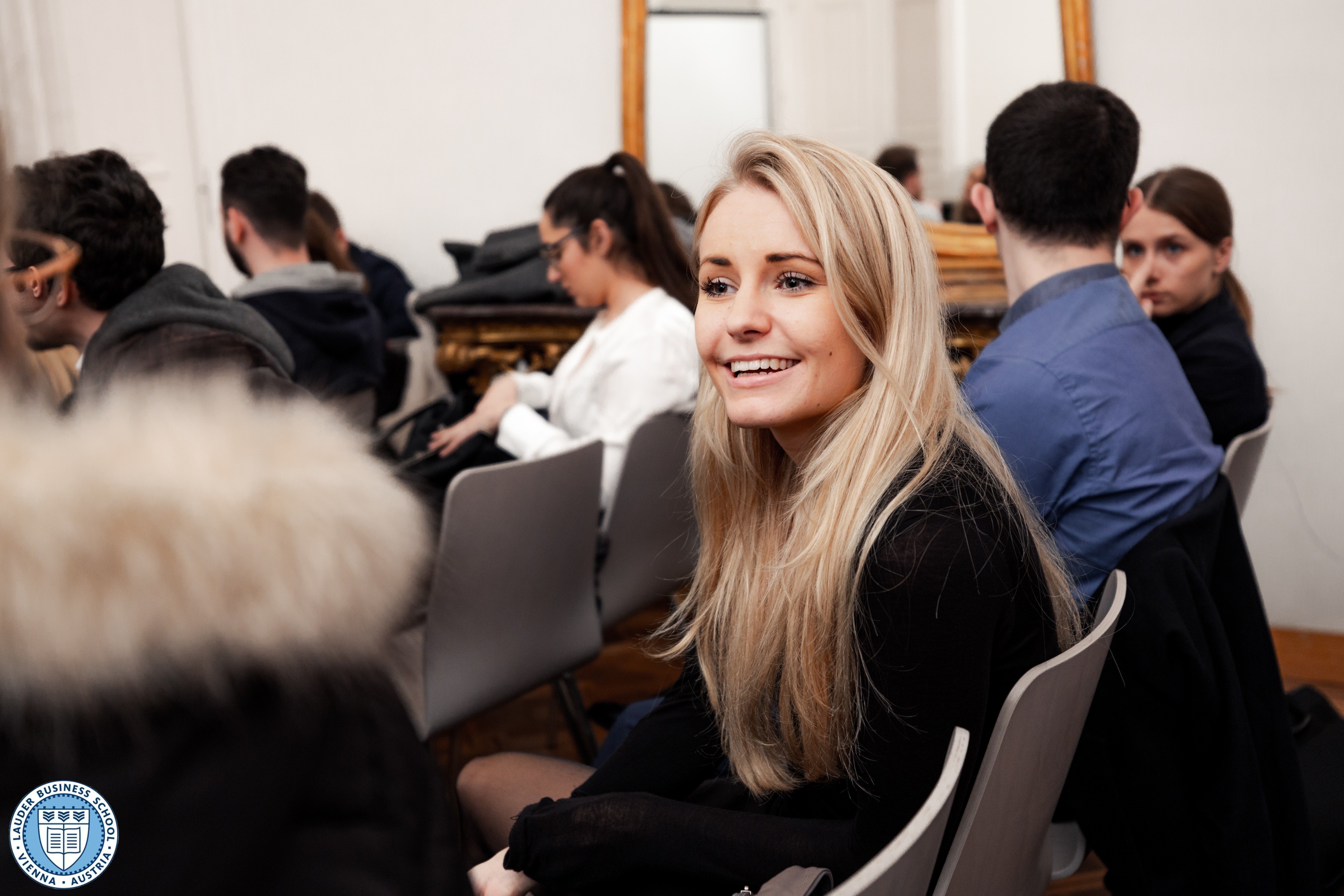 LBS students listening to Dr. Andreas Bierwirth, CEO of Magenta Telekom