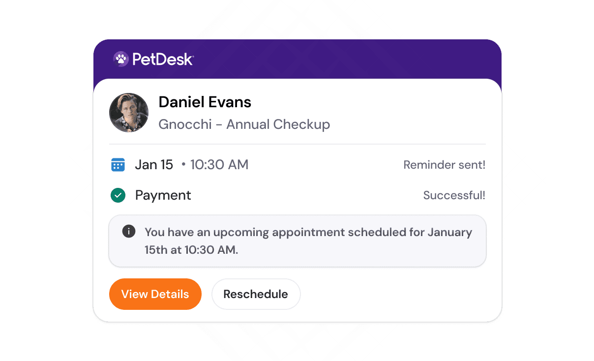 Mockup of an appointment reminder