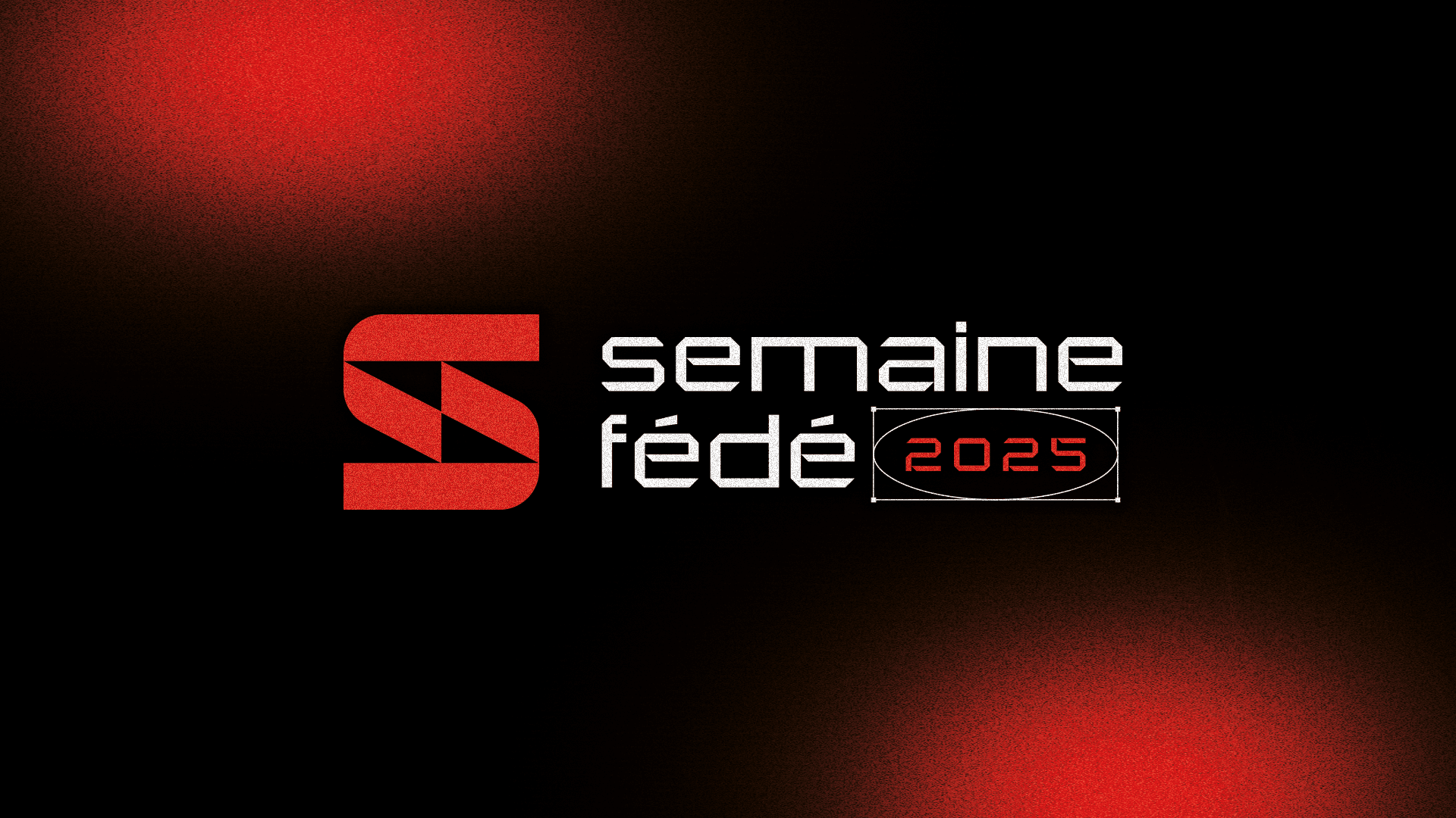 Un logo rouge brillant, en forme de S aux lignes anguleuses, placé au centre d’un fond sombre légèrement granuleux, avec un dégradé allant du noir vers le rouge. L’ensemble donne une impression moderne, percutante et pleine d’énergie.