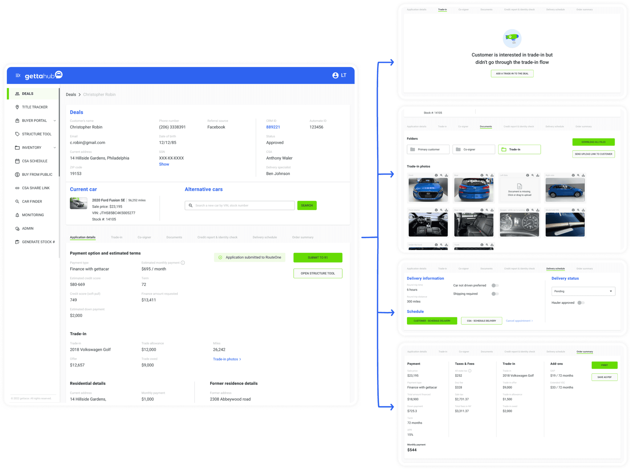 The gettahub deals section and the various content included inside each tab