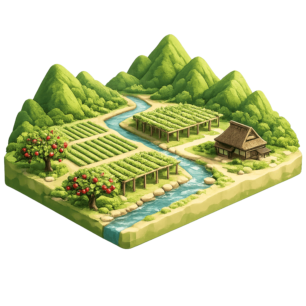 Artistic illustration of the Yamagata wine region.