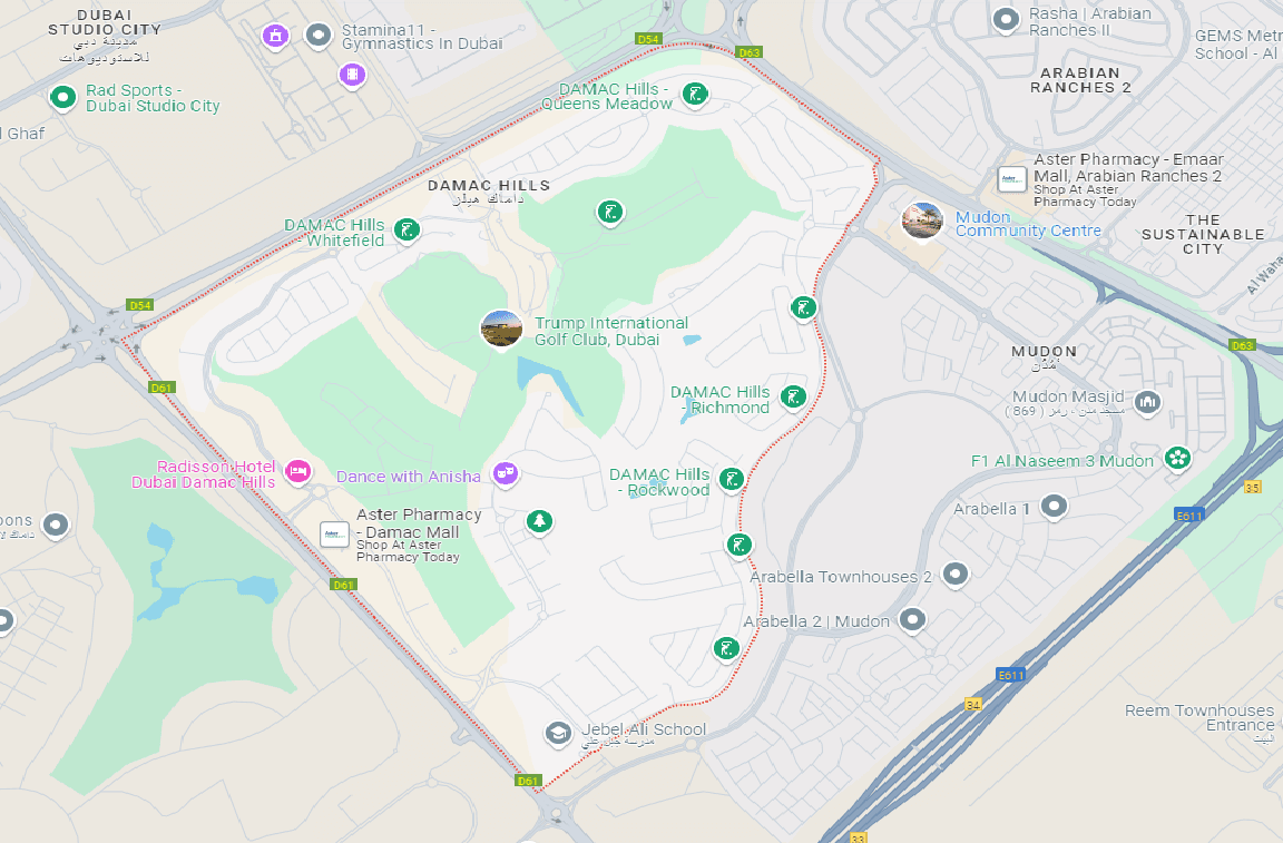 Damac Hills Location Map