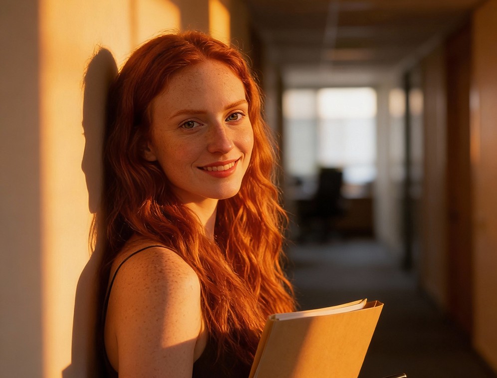 Femme de profile tenant des dossiers