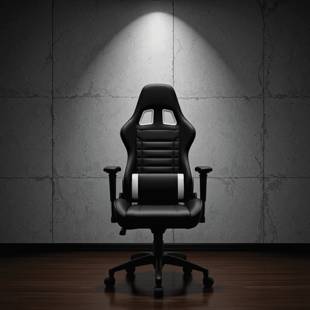 product photography of a gaming chair designed for comfort and support during long hours of use