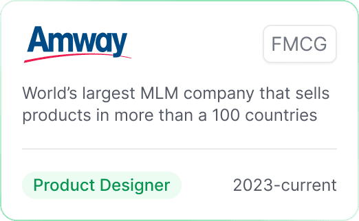 A professional experience card for Amway