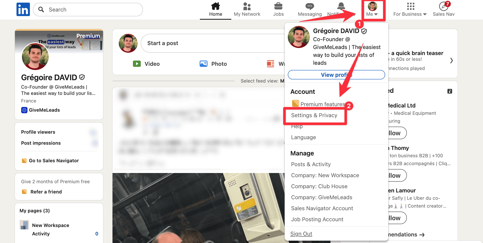 How to access settings & privacy