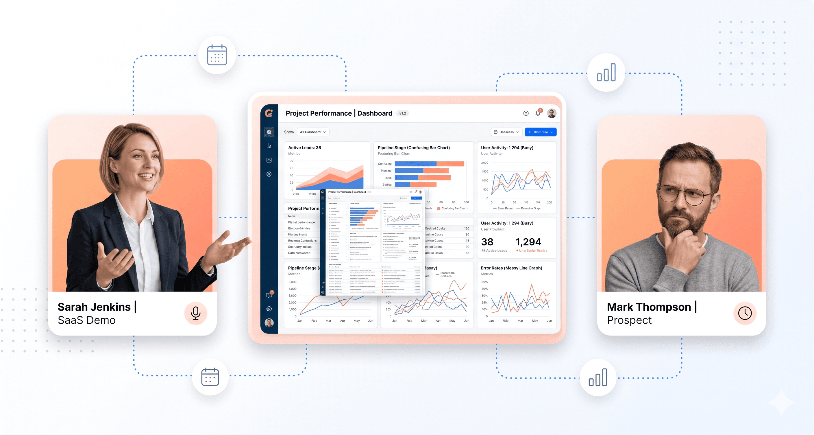 SaaS dashboard with hidden features in complex navigation versus clear accessible layout