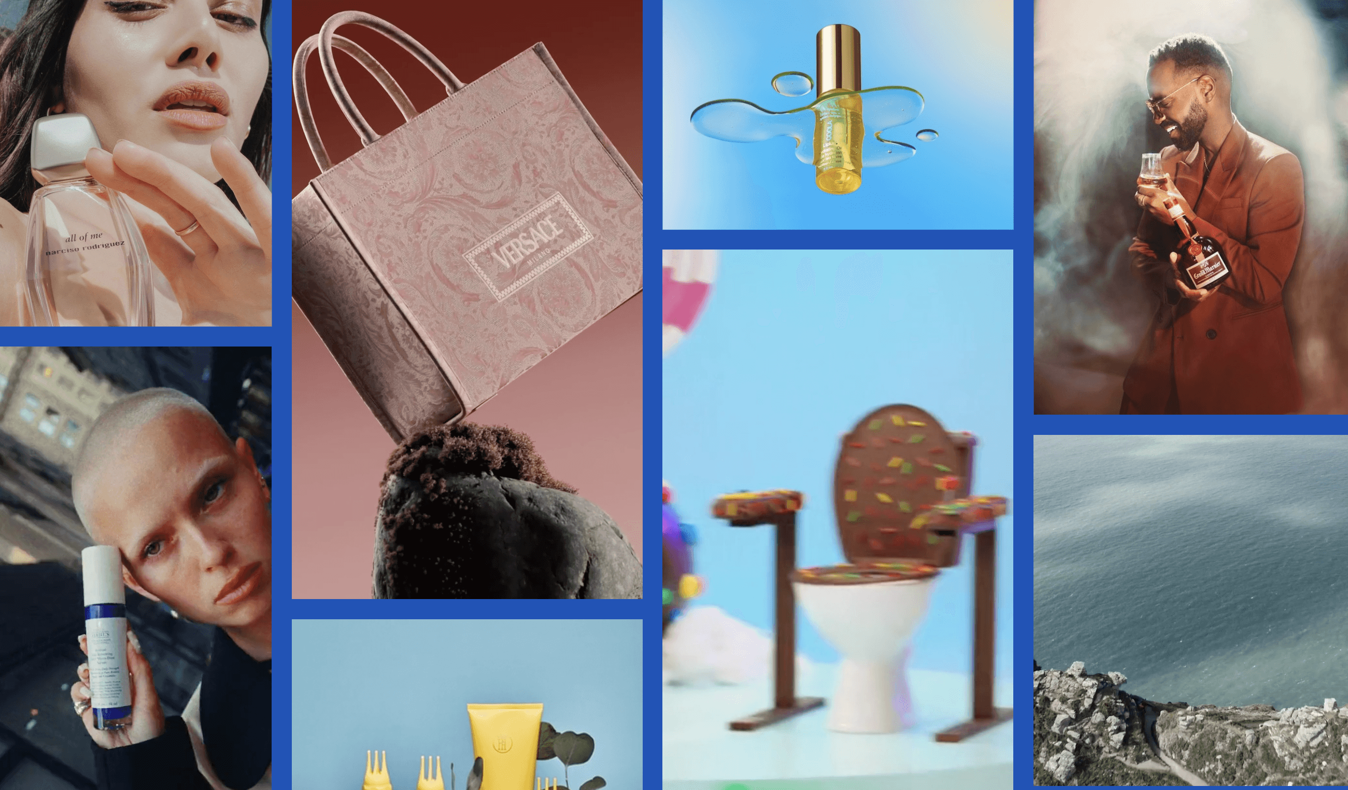 Some colorful photos of various items and a person.